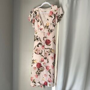 Forever 21 Pink Floral Midi Dress